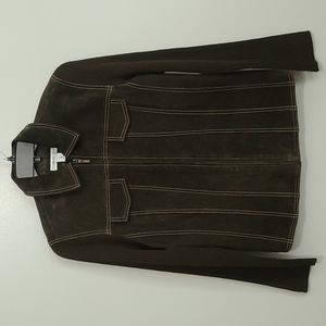 Coldwater Creek Leather Jacket Women's Petite 4 Brown